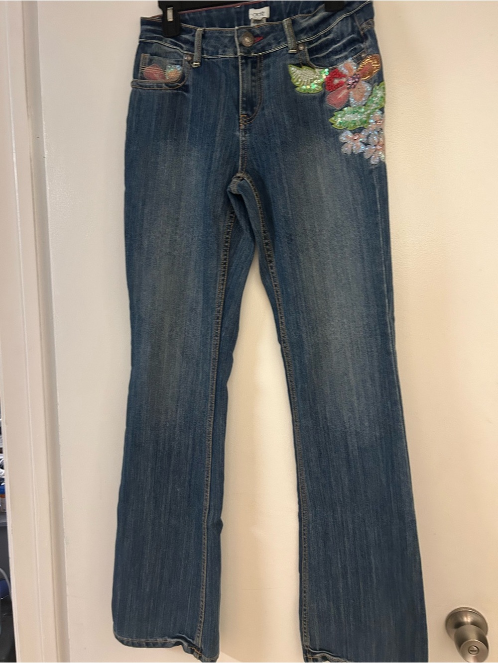 Cache Blue Denim Boot Cut Jeans with Floral Sequin Embroidery - Picture 6 of 6